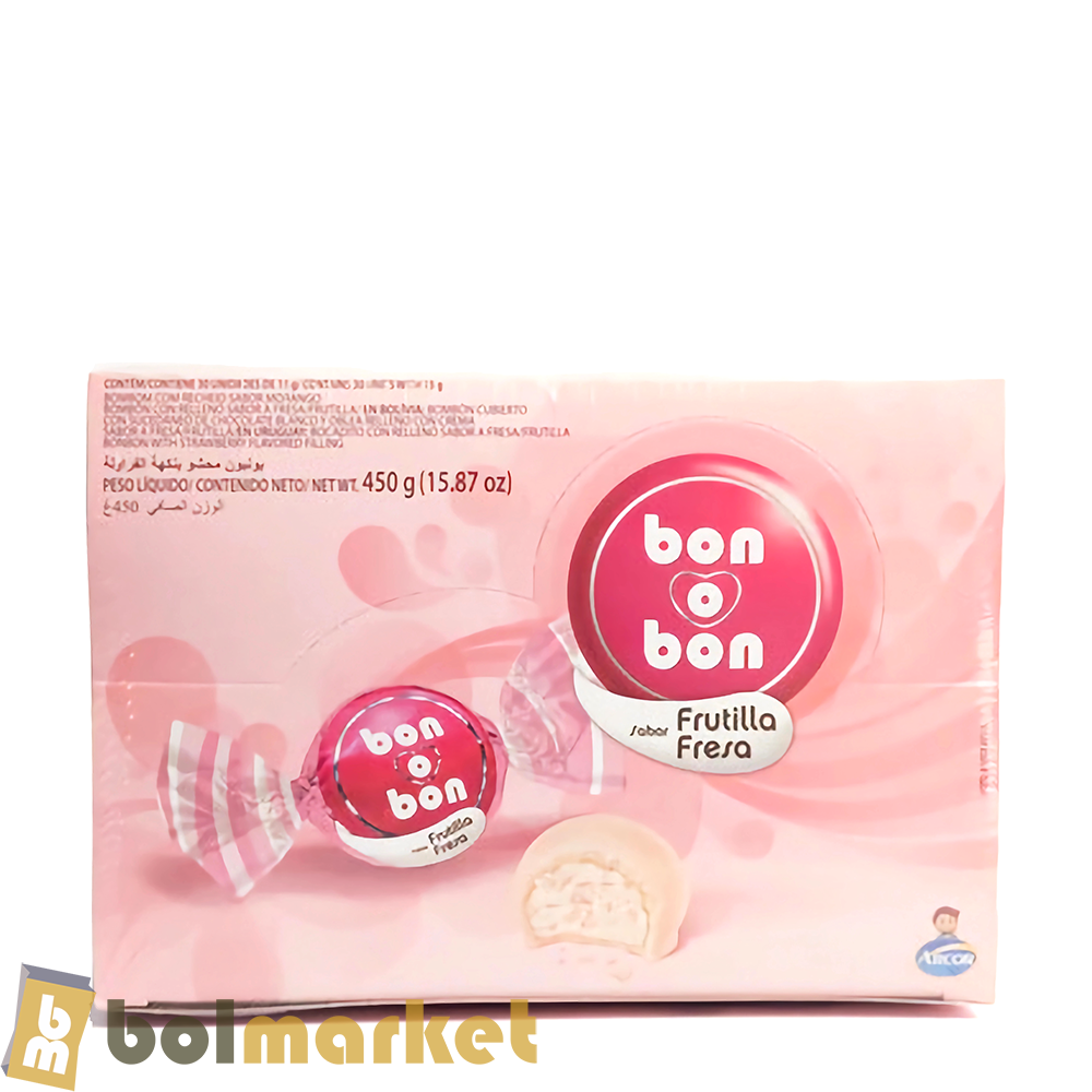 Arcor - Bon o Bon Chocolates - Strawberry Strawberry Flavor - 15.87 oz (450g)