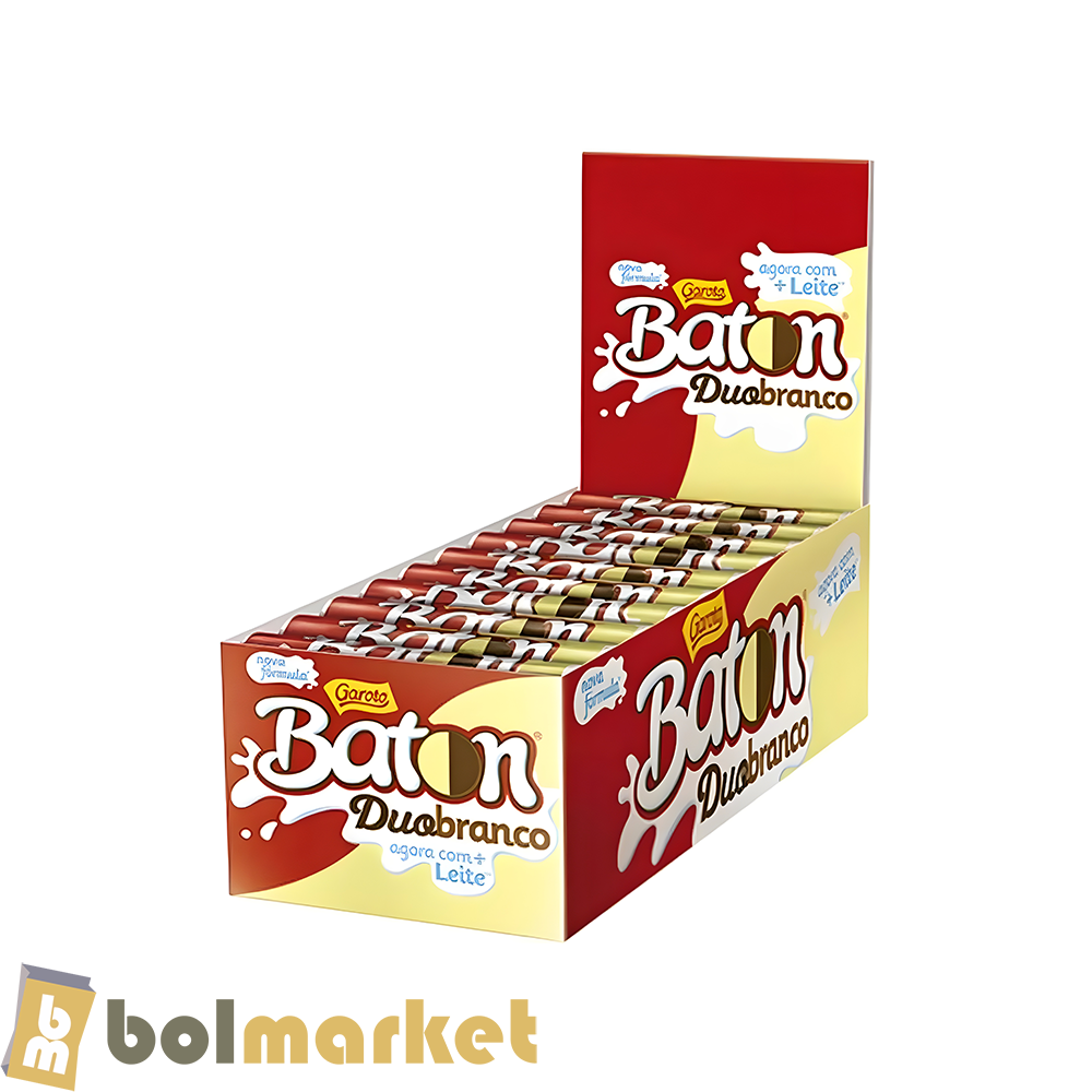 Garoto - Chocolate Baton - Chocolate con Leche y Chocolate Blanco - Caja de 30 pzs - 1.05 lb (480g)