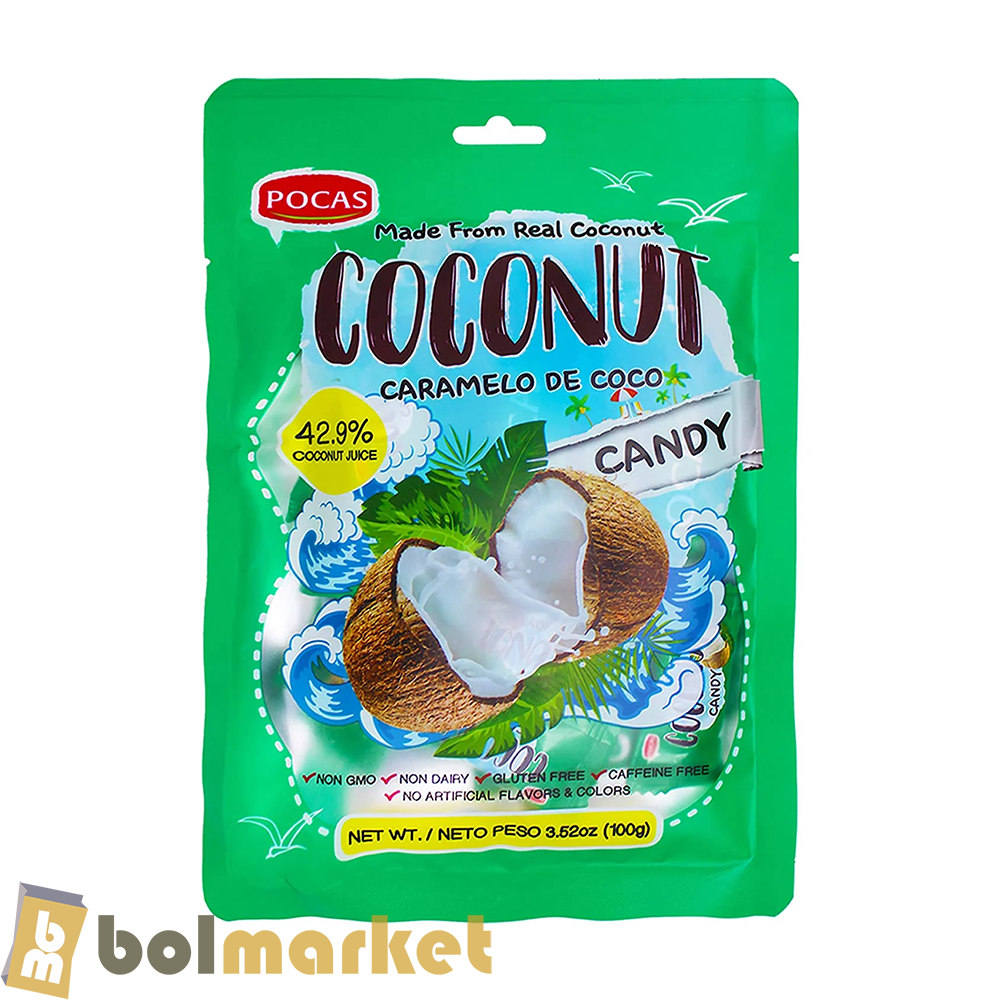 Pocas - Caramelo de Coco - Dulce Duro - 3.52 oz (100g)