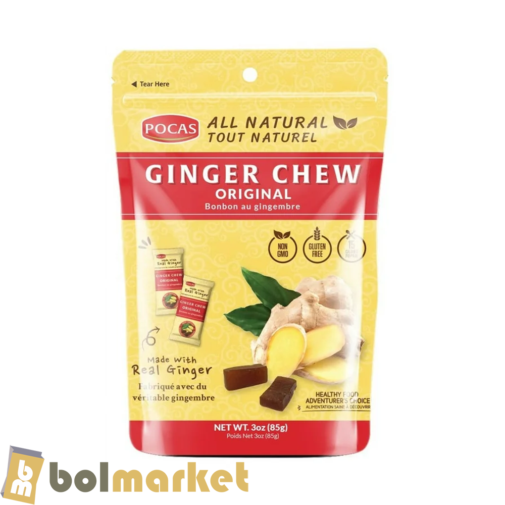 Pocas - Caramelo de Jengibre - Masticable - 3 oz (85g)