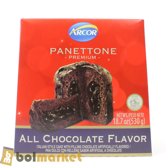 Arcor - Panettone Premium Masa sabor a Chocolate y Relleno con Chocolate - 18.7 oz (530g)