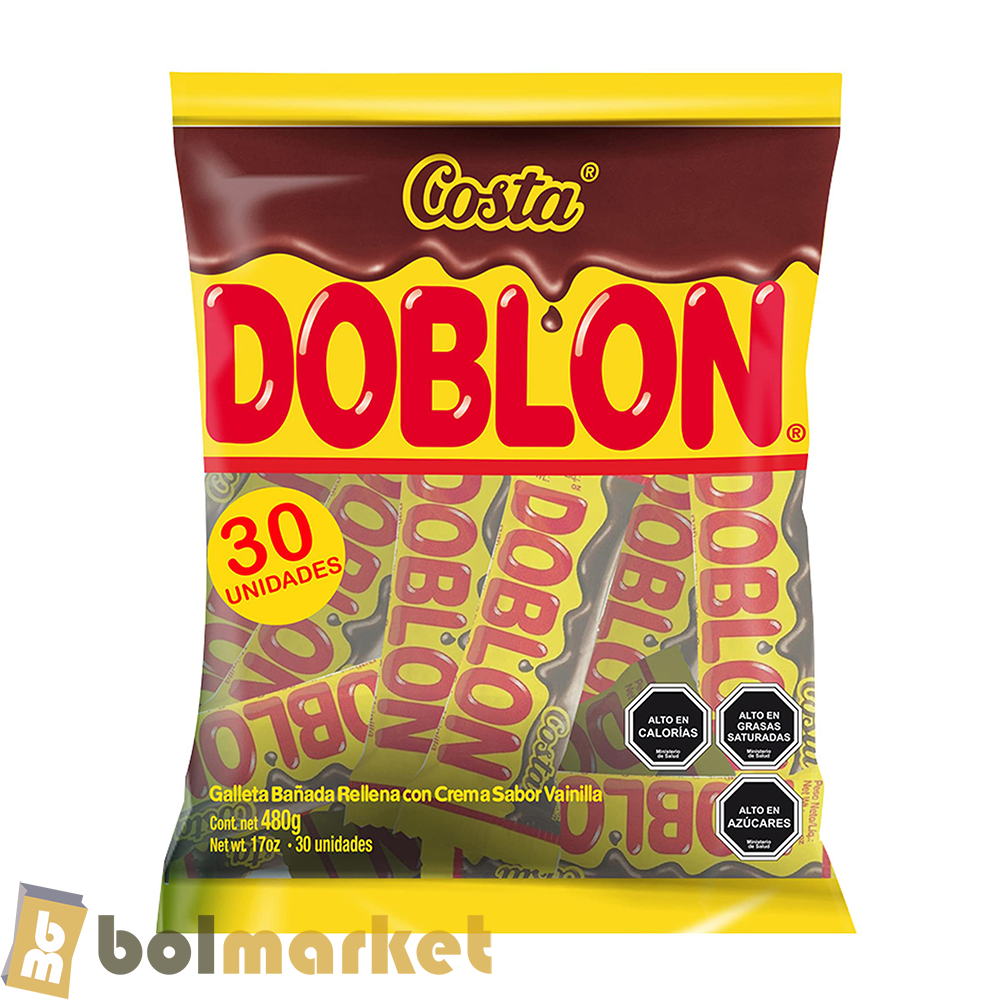 Doblon - Galletas Recubiertas de Chocolate - Paquete de 30 - 17 oz (480g)