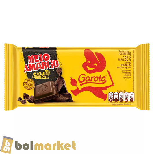 Garoto - Tableta de Chocolate Semiamargo - 2.82 oz (80g)