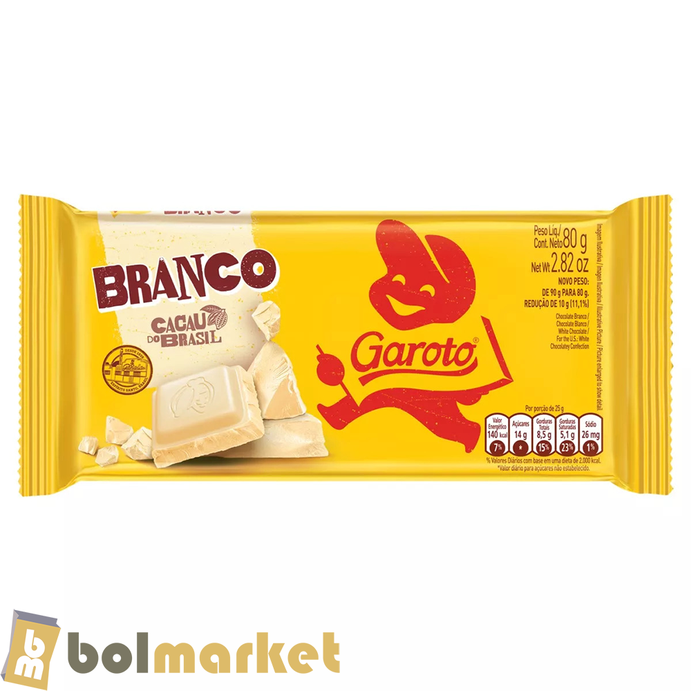 Garoto - Tableta de Chocolate Blanco - 2.82 oz (80g)