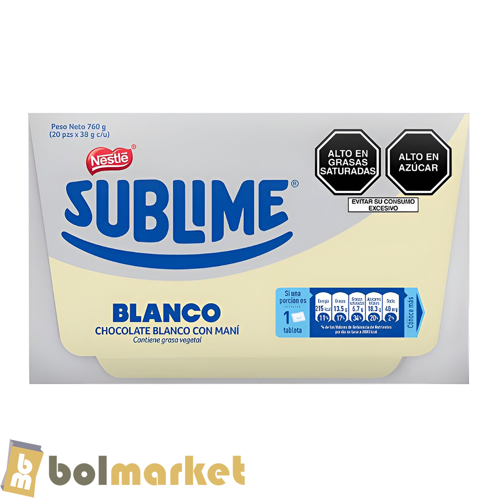 Nestle - Chocolate Sublime Blanco - Caja de 20 pzs - 26.81 oz (760g)