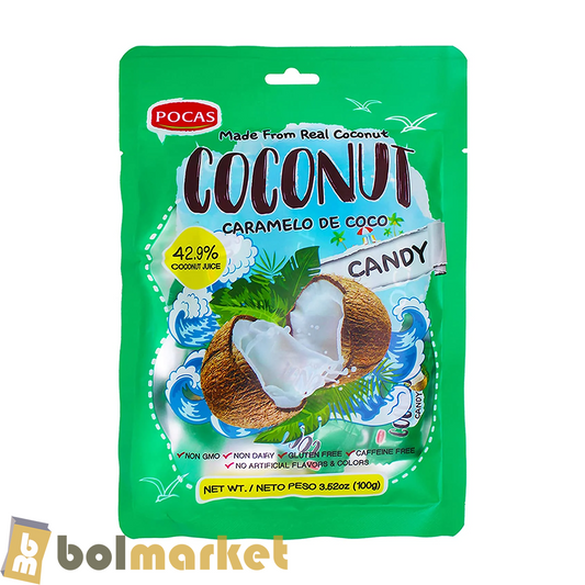 Pocas - Caramelo de Coco - Dulce Duro - 3.52 oz (100g)