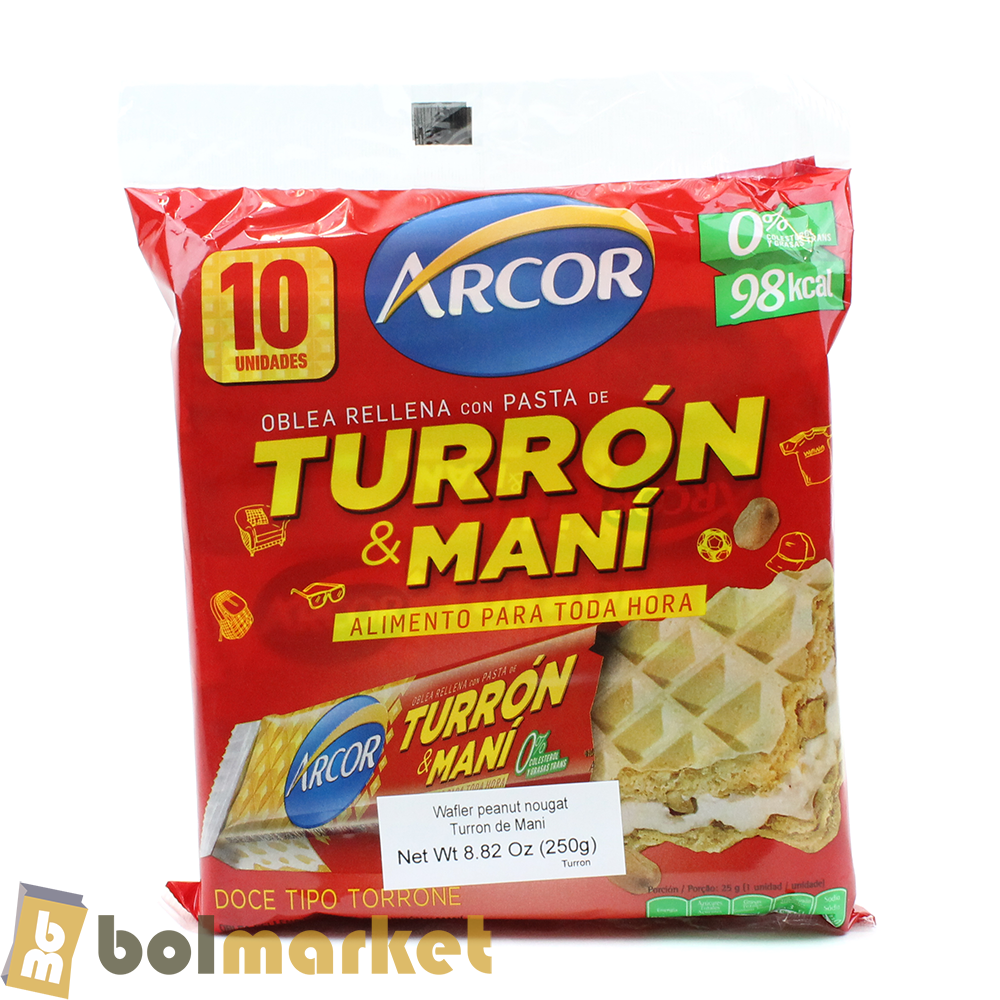Arcor - Turrón & Mani - Paquete de 10 - 8.82 oz (250g)
