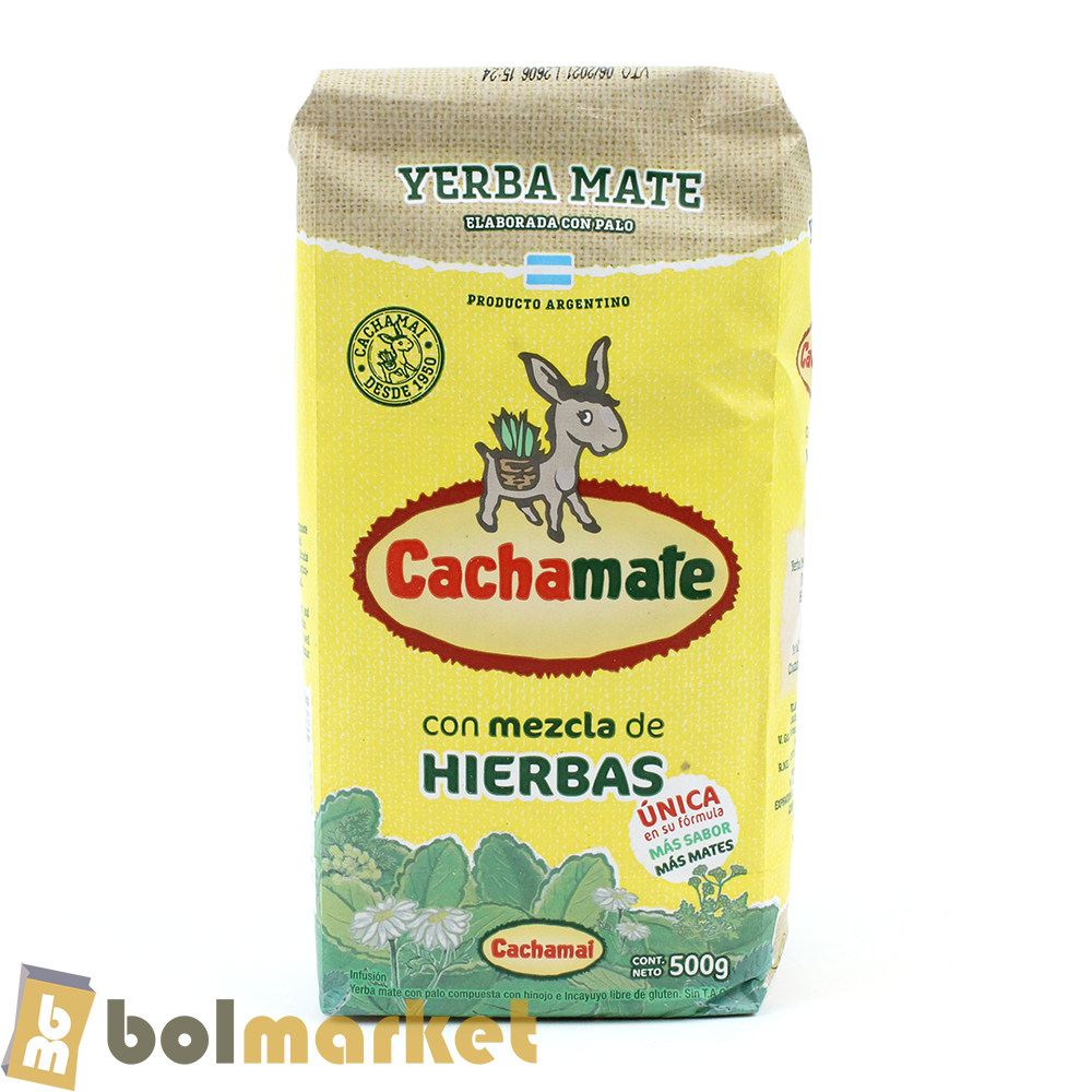 Cachamate - Yerba Mate with Mixed Herbs(Fennel and Incayuyo) (Yellow Packet) - 17.6 oz (500g)