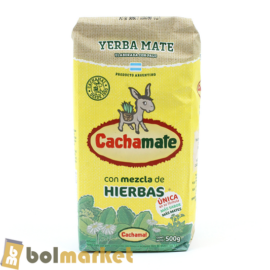 Cachamate - Yerba Mate con mezcla de Hierbas(Hinojo e Incayuyo) (Paquete Amarillo) - 17.6 oz (500g)
