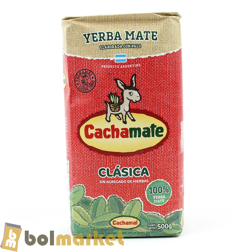 Cachamate - Yerba Mate Con Palo Clasica No Herbs Added (Red Packet) - 17.6 oz (500g)