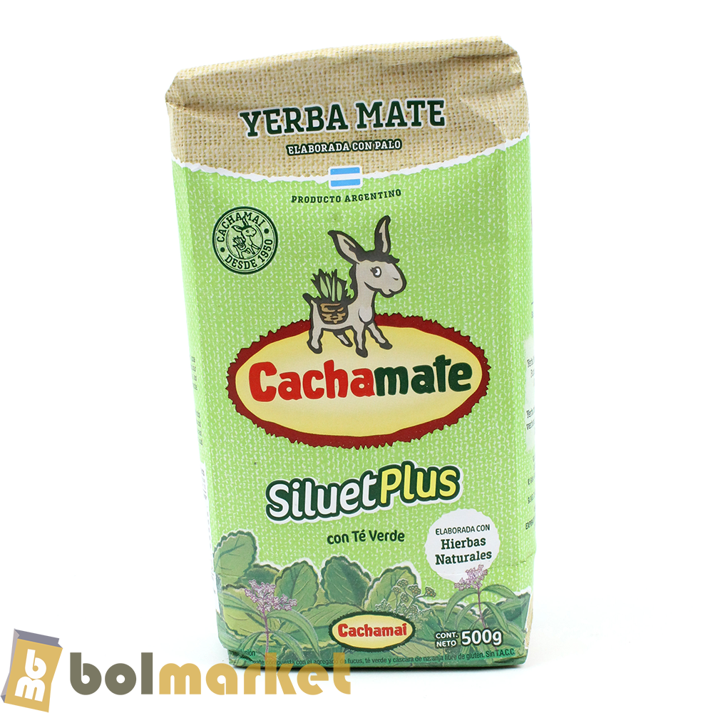 Cachamate - Yerba Mate SiluetPlus with Green Tea (Green Packet) - 17.6 oz (500g)