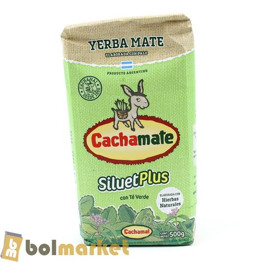 Cachamate - Yerba Mate SiluetPlus with Green Tea (Green Packet) - 17.6 oz (500g)