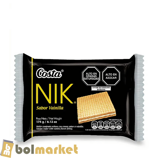 Costa - NIK - Square Wafer Filled with Cream Vanilla Flavor - 5.71 oz (162g)