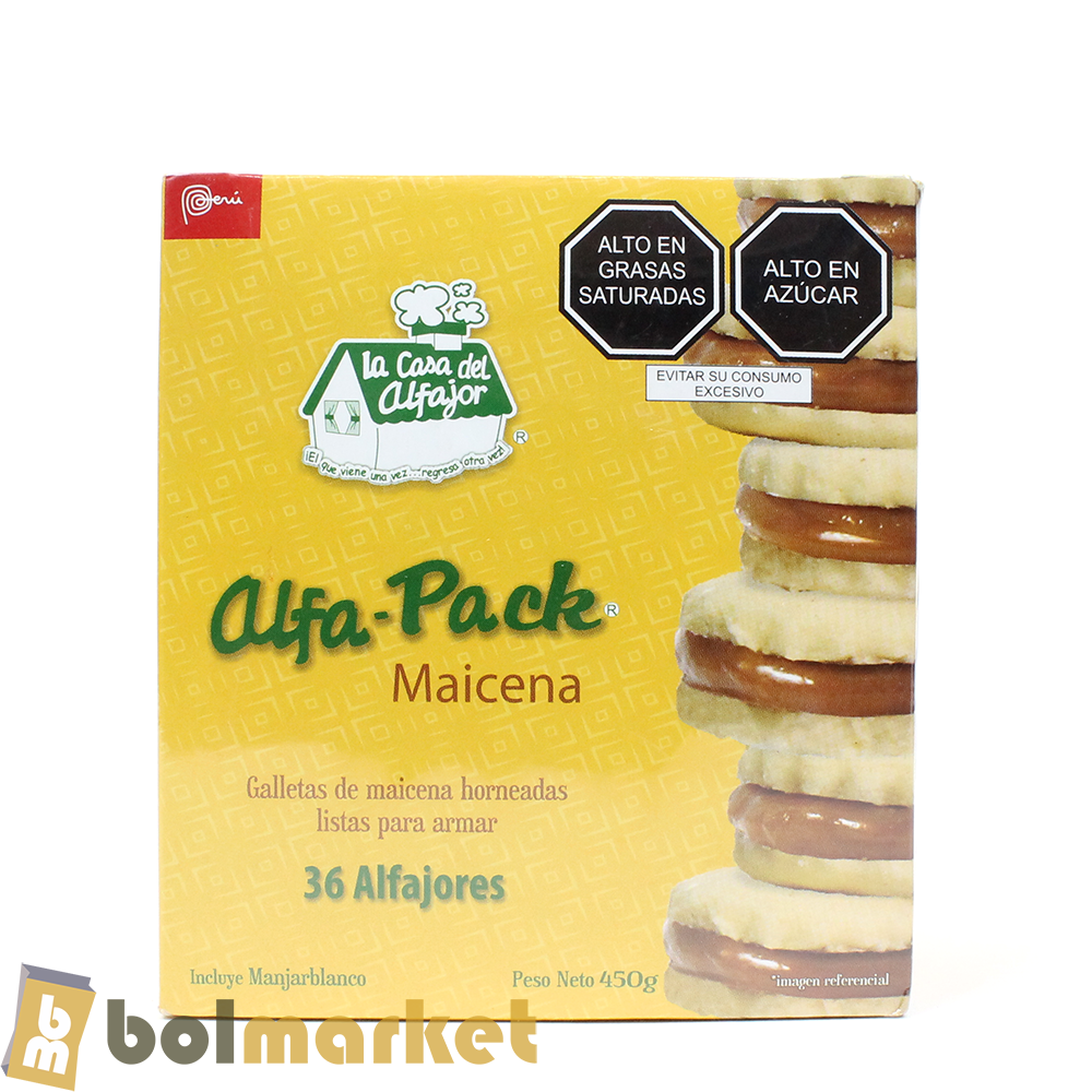 La Casa del Alfajor - Alfa Pack - Alfajores de Maicena - Paquete de 36 - 15.87 oz (450g)